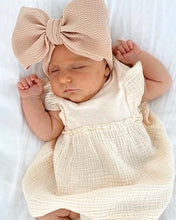 Load image into Gallery viewer, Beige Big Bow Headband for kids. Oversized headwrap bow