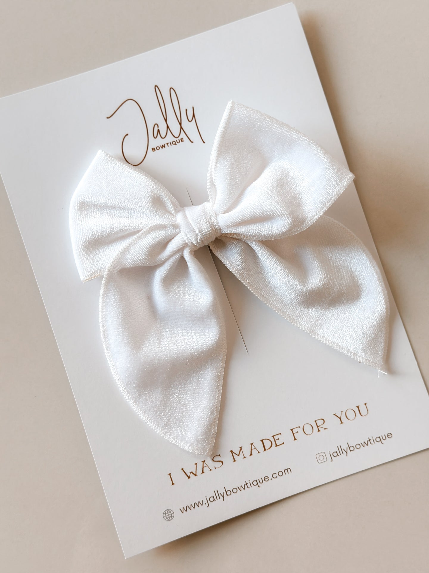 White Velvet Butterfly Bow clip