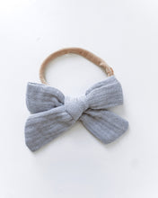 Load image into Gallery viewer, Mini Bow // Dusty Blue // Nylon Headband
