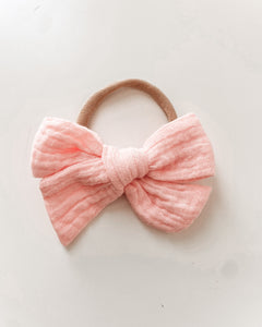 Mini Bow // Coral // Nylon Headband