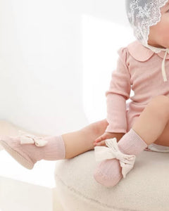 Anti Slippery Bowknot Baby Socks // Pink